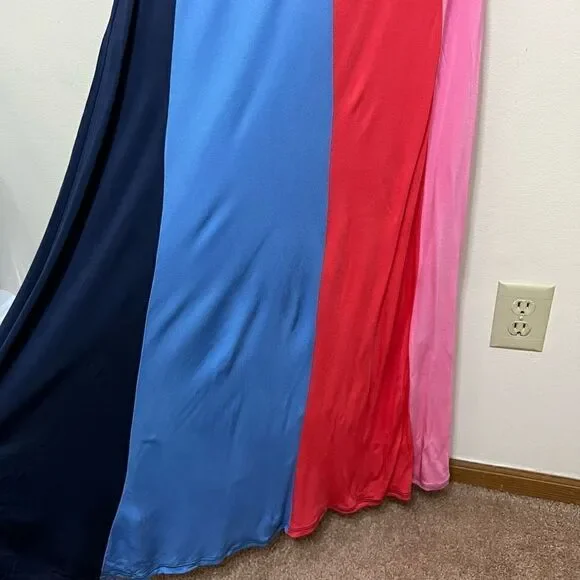 Staud Serena One Shoulder Multi Color Long Dress Medium - Picture 10 of 11